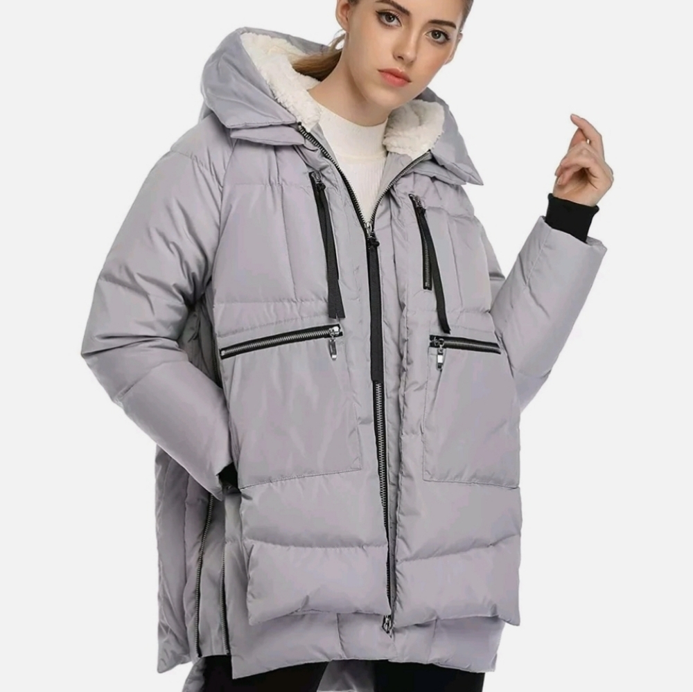 FADSHOW Winter Thickened Down Jacker Long Down Coats Warm Parka with Hood